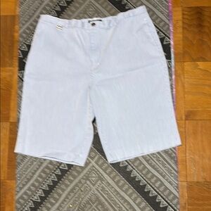 Lauren Active Ralph Lauren Blue White Stripe Flat Front Shorts Sz 16